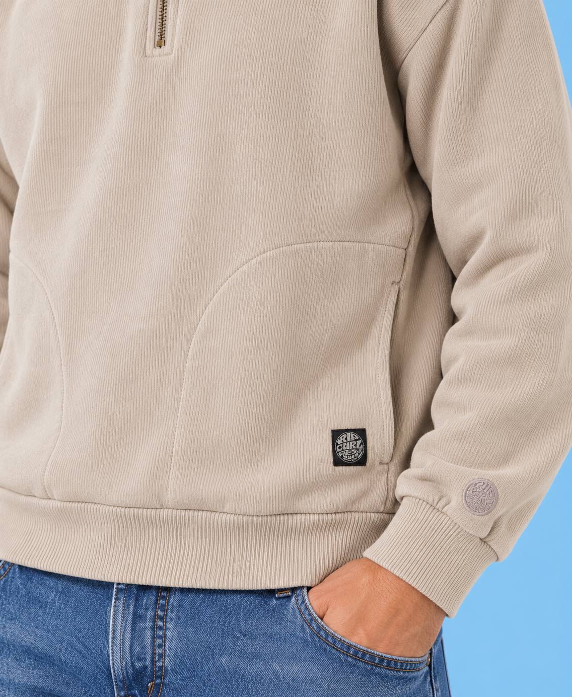 Sweatshirt Premium Surf Qtr Zip Crew Stone