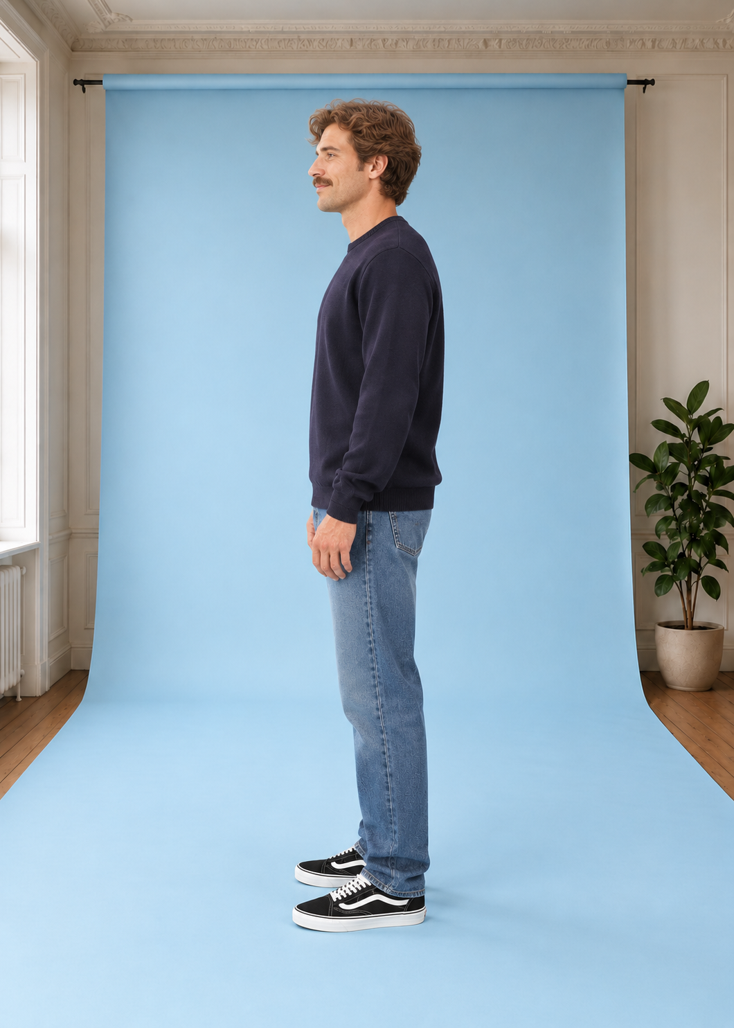 Strickpullover Mens basic cotton knit Navy