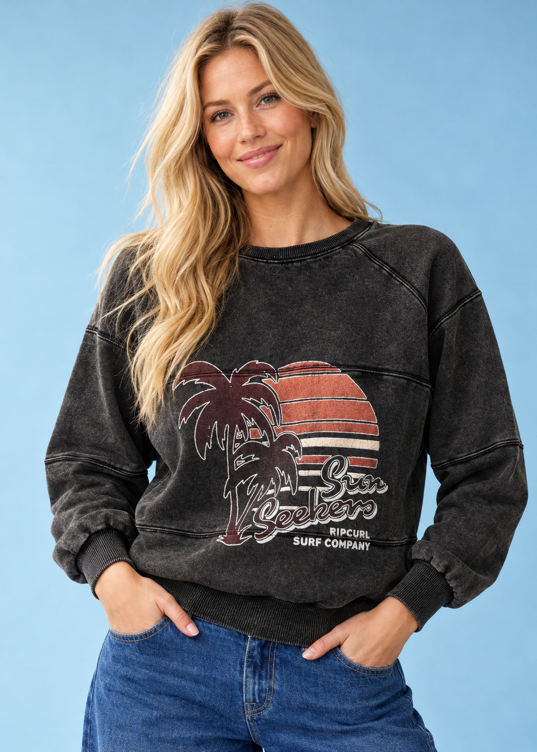 Sweatshirt Seeker Raglan Standard WashedBlack