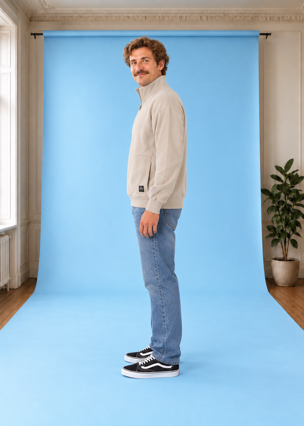 Sweatshirt Premium Surf Qtr Zip Crew Stone